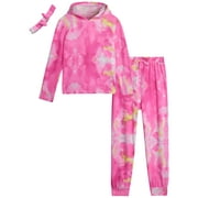 dELiA*s Girls Sweatsuit Set - 3 Piece Cozy Ribbed Hoodie and Joggers with Headband Sizes 4-16