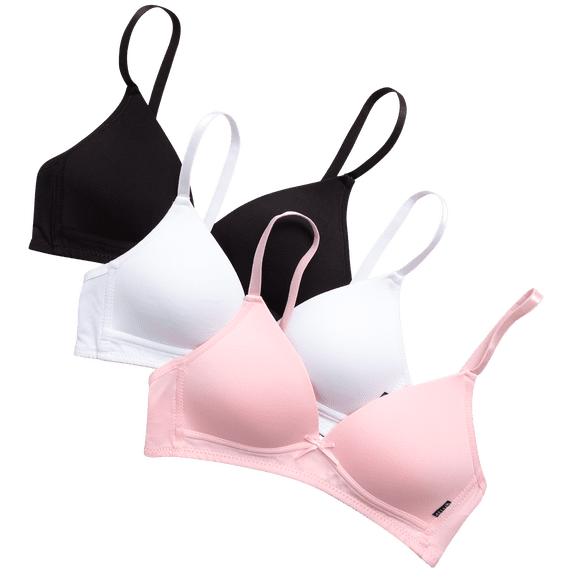 dELiA*s Girls' Training Bra - 3 Pack A-Cup Molded Wire-Free Microfiber Lace Bralette (32A-36A)