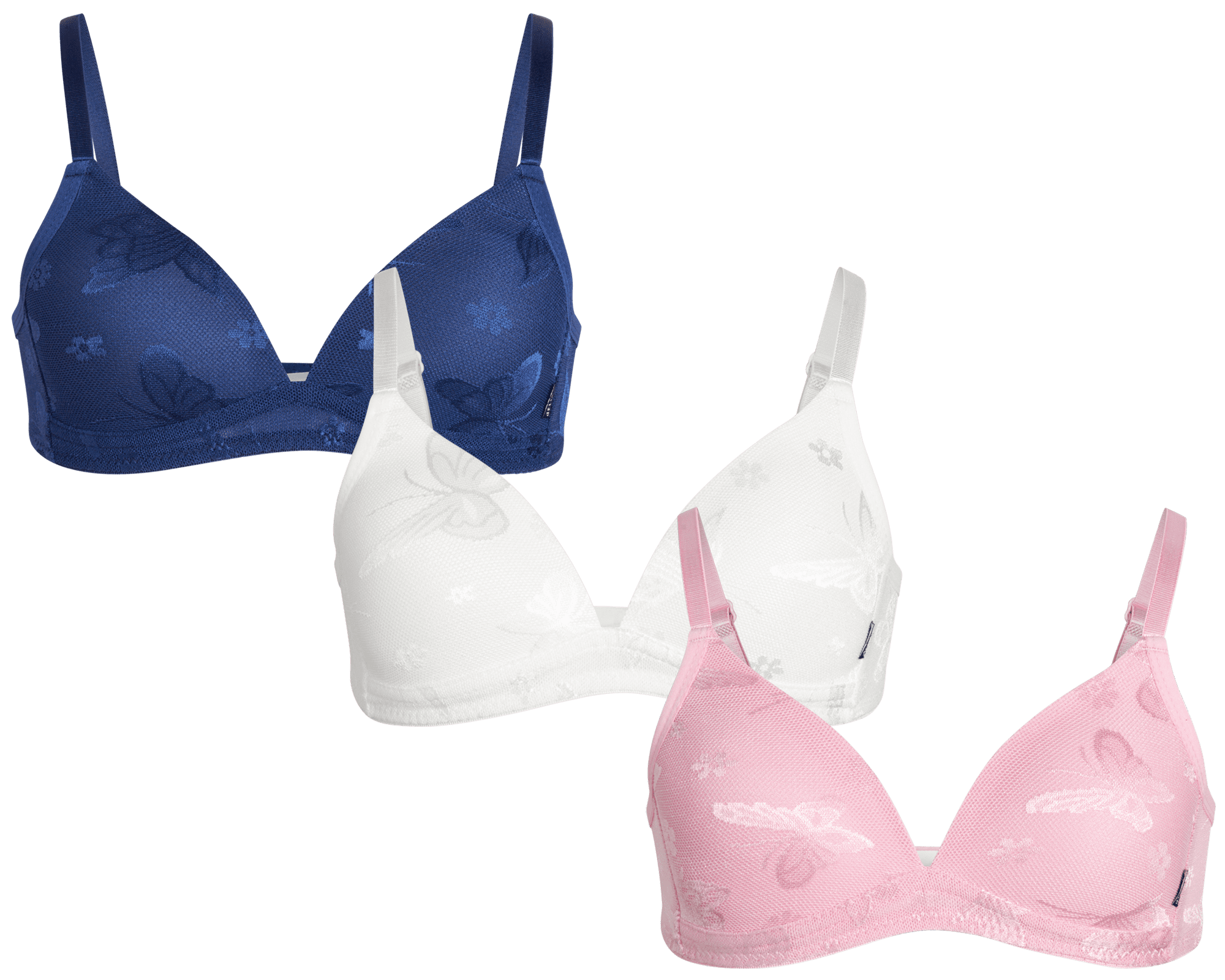 dELiA*s Girls' Training Bra - 3 Pack A-Cup Molded Wire-Free Microfiber Lace  Bralette (32A-36A) 