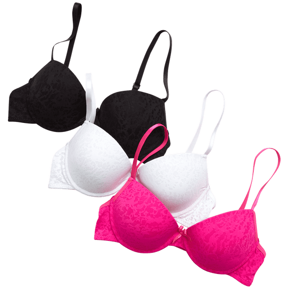 dELiA*s Girls Training Bra A-Cup Molded Wire-Free Soft Microfiber Lace Bralette 3 Pack (32A-36A)