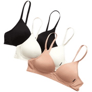 Girls' Training Bra - 3 Pack A-Cup Molded Wire-Free Microfiber Lace Bralette (32A-36A)