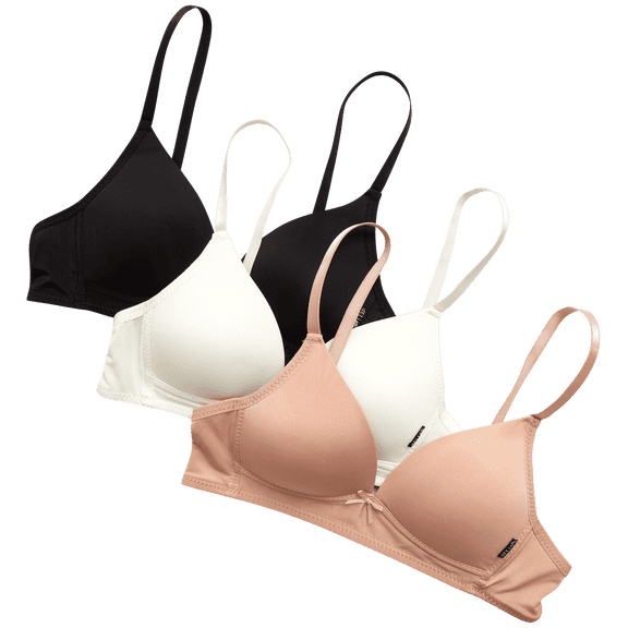 dELiA*s Girls Training Bra A-Cup Molded Wire-Free Soft Microfiber Lace Bralette 3 Pack (32A-36A)