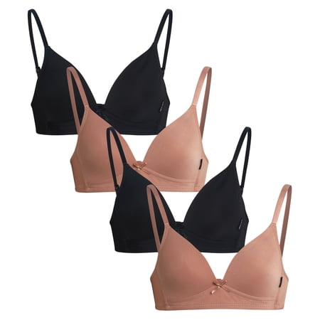 dELiA*s Girls Training Bra Soft Molded Microfiber Bralette Wire-Free Girls a-Cup Bras 4 Pack
