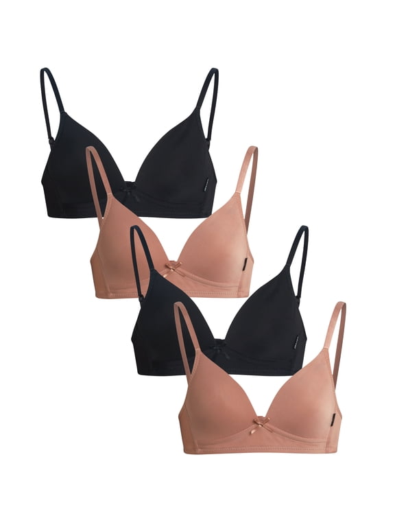 Girls Training Bra Soft Molded Microfiber Bralette Wire-Free Girls a-Cup Bras 4 Pack