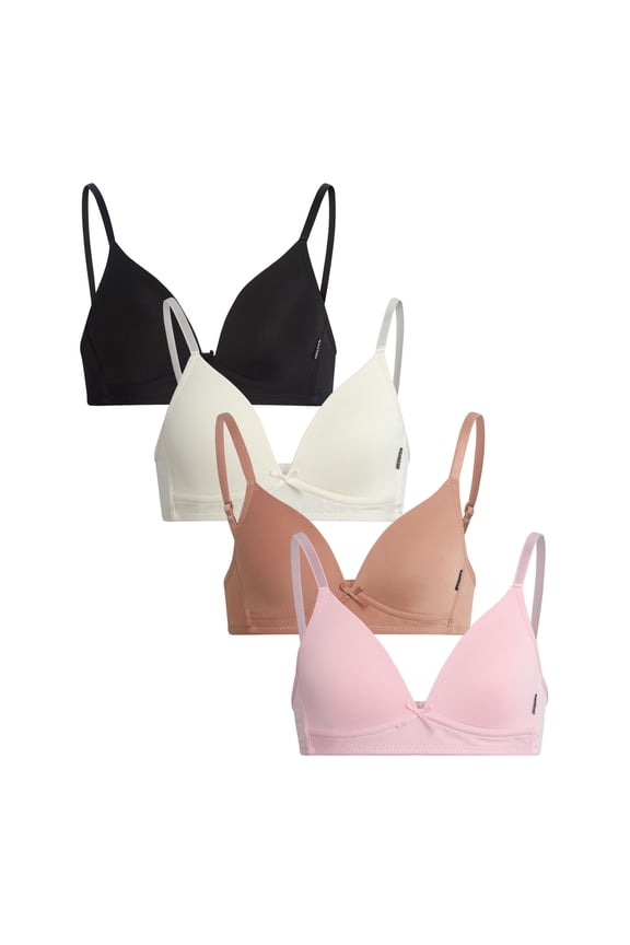 Girls Training Bra Soft Molded Microfiber Bralette Wire-Free Girls a-Cup Bras 4 Pack