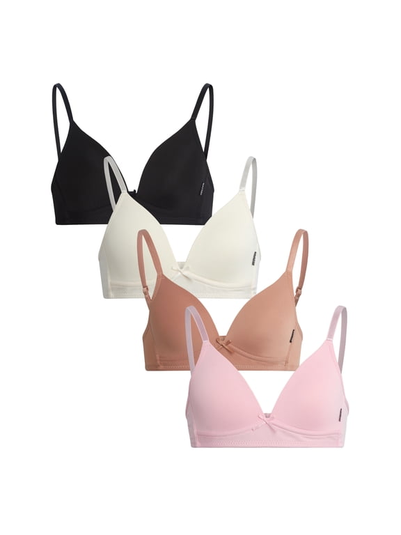 Girls Training Bra Soft Molded Microfiber Bralette Wire-Free Girls a-Cup Bras 4 Pack
