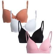 dELiA*s Girls Training Bra Soft Molded Microfiber Bralette Wire-Free Girls a-Cup Bras 4 Pack