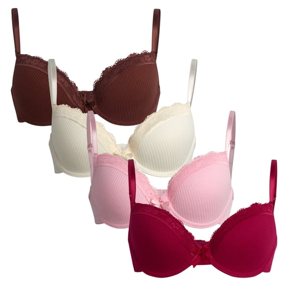 dELiA*s Girls Training Bra Soft Molded Microfiber Bralette Wire-Free Girls a-Cup Bras 4 Pack