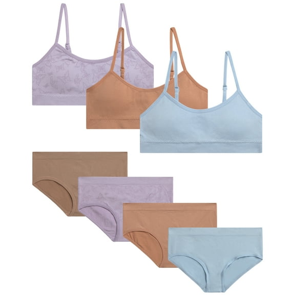 dELiA*s Girls' Training Bra Underwear Set - 7 Piece Seamless Training Bralette and Hipster Panties (7-16)