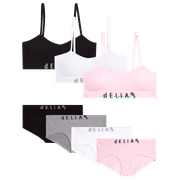 DELIA*S Girls' Training Bra Underwear Set - 7 Piece Seamless Training Bralette and Hipster Panties (7-16)