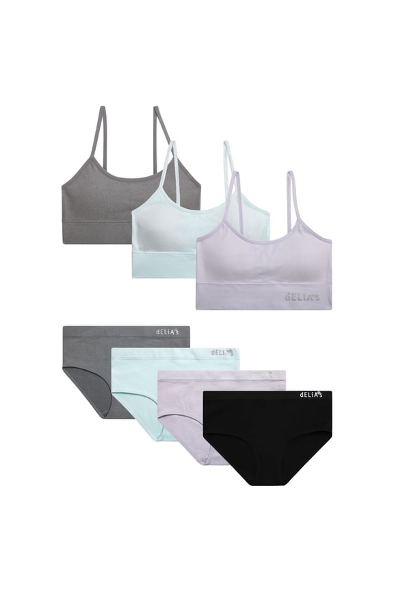 Girls Training Bra Underwear Set Seamless Training Bralette and Hipster Panties 7 Piece