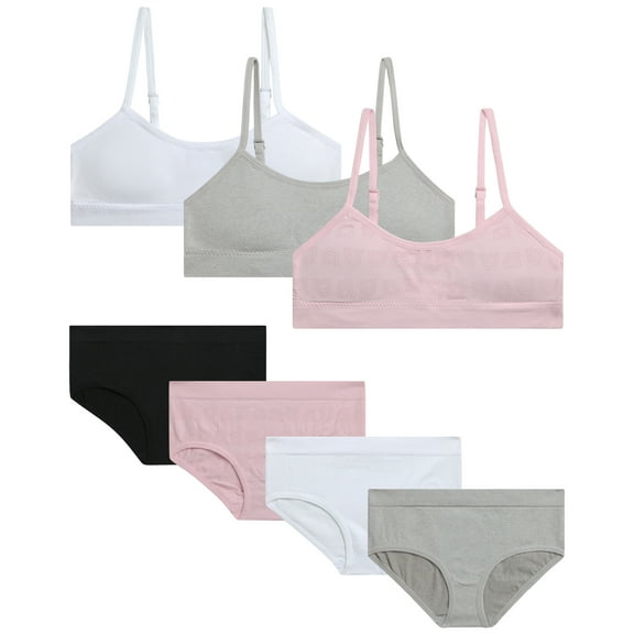dELiA*s Girls' Training Bra Underwear Set - 7 Piece Seamless Training Bralette and Hipster Panties (7-16)