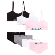 DELIA*S Girls' Training Bra Underwear Set - 7 Piece Seamless Training Bralette and Hipster Panties (7-16)