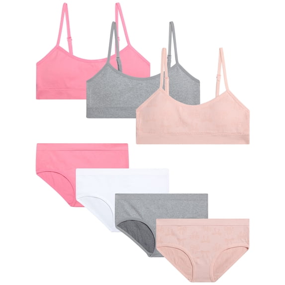 dELiA*s Girls Training Bra Underwear Set Seamless Training Bralette and Hipster Panties 7 Piece