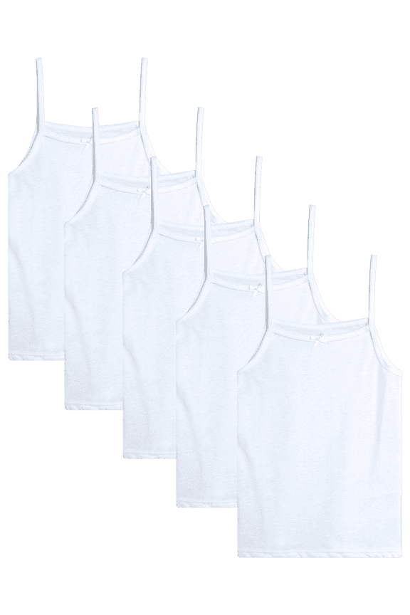 Girls' Undershirt - 5 Pack Soft Cotton Cami Tank Top - Camisole Tops for Girls (2T-14)