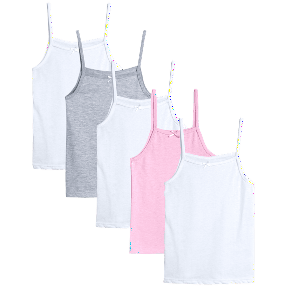 dELiA*s Girls' Undershirt - 5 Pack Soft Cotton Cami Tank Top - Camisole Tops for Girls (2T-14)