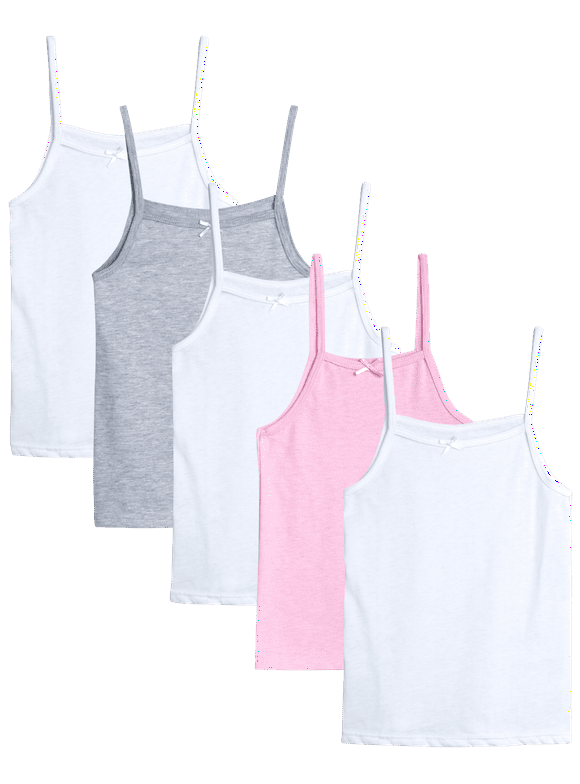 dELiA*s Girls' Undershirt - 5 Pack Soft Cotton Cami Tank Top - Camisole Tops for Girls (2T-14)