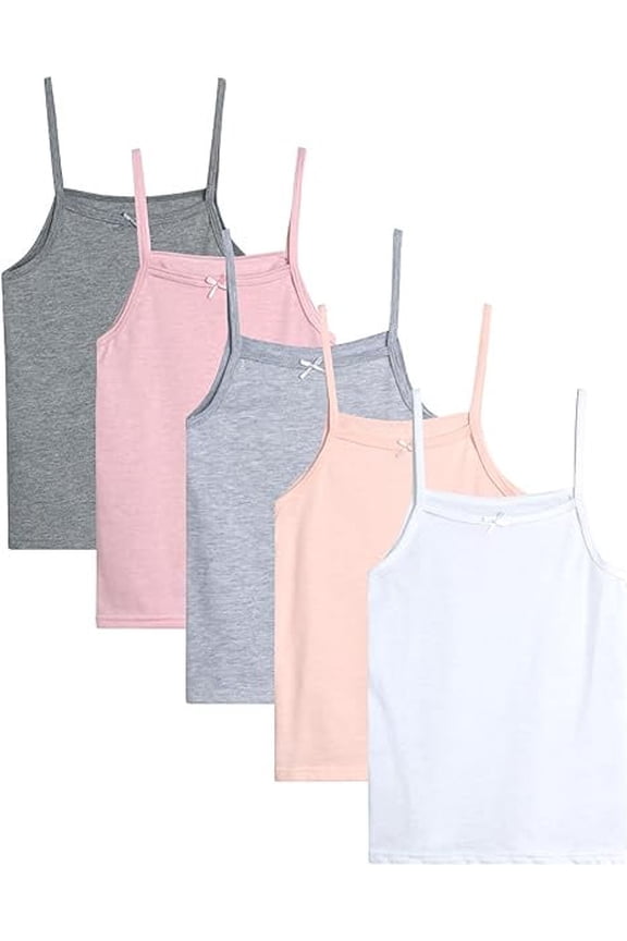 Girls' Undershirt - 5 Pack Soft Cotton Cami Tank Top - Camisole Tops for Girls (2T-14)