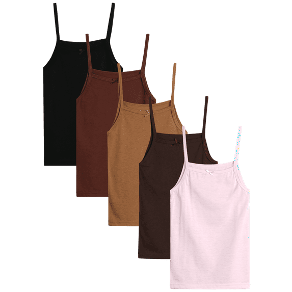 dELiA*s Girls' Undershirt - 5 Pack Soft Cotton Cami Tank Top - Camisole Tops for Girls (2T-14)