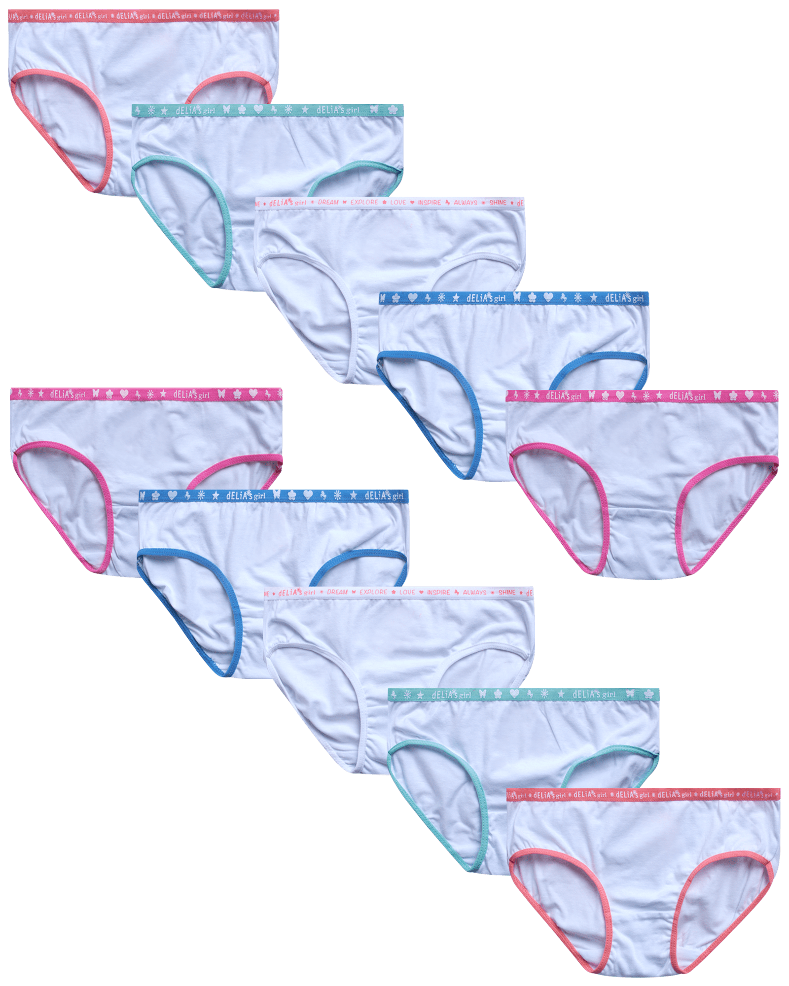dELiA*s Girls’ Underwear 10 Pack Stretch Cotton Briefs Panties (614
