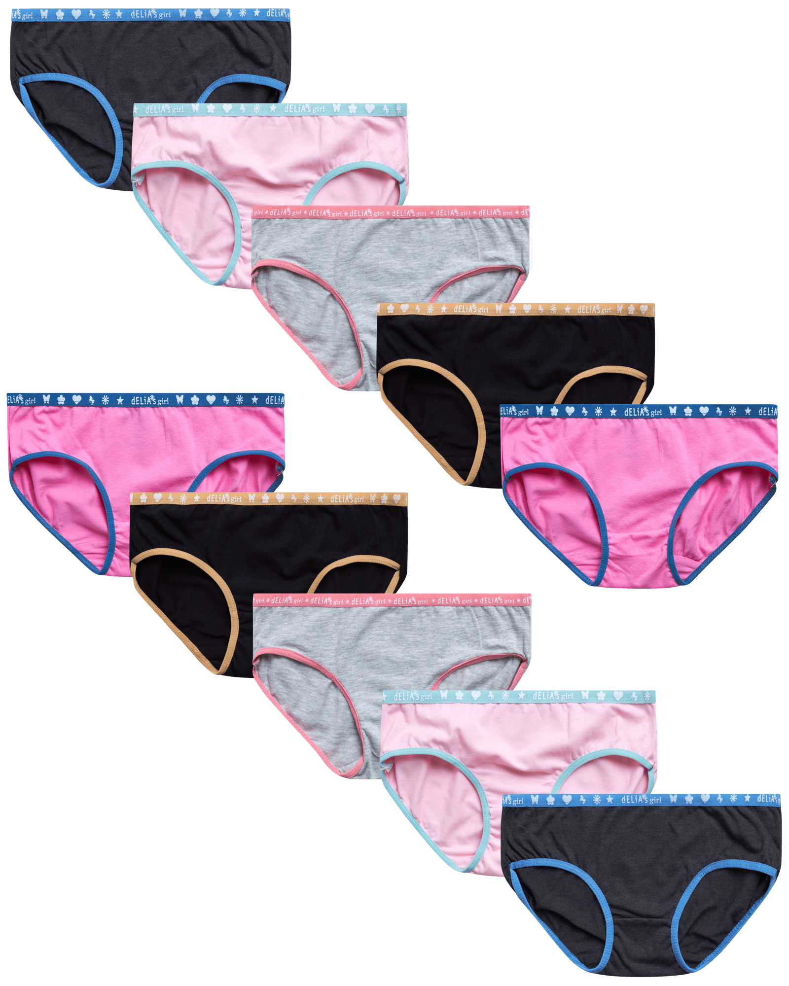 dELiA*s Girls' Underwear – 10 Pack Stretch Cotton Briefs Panties
