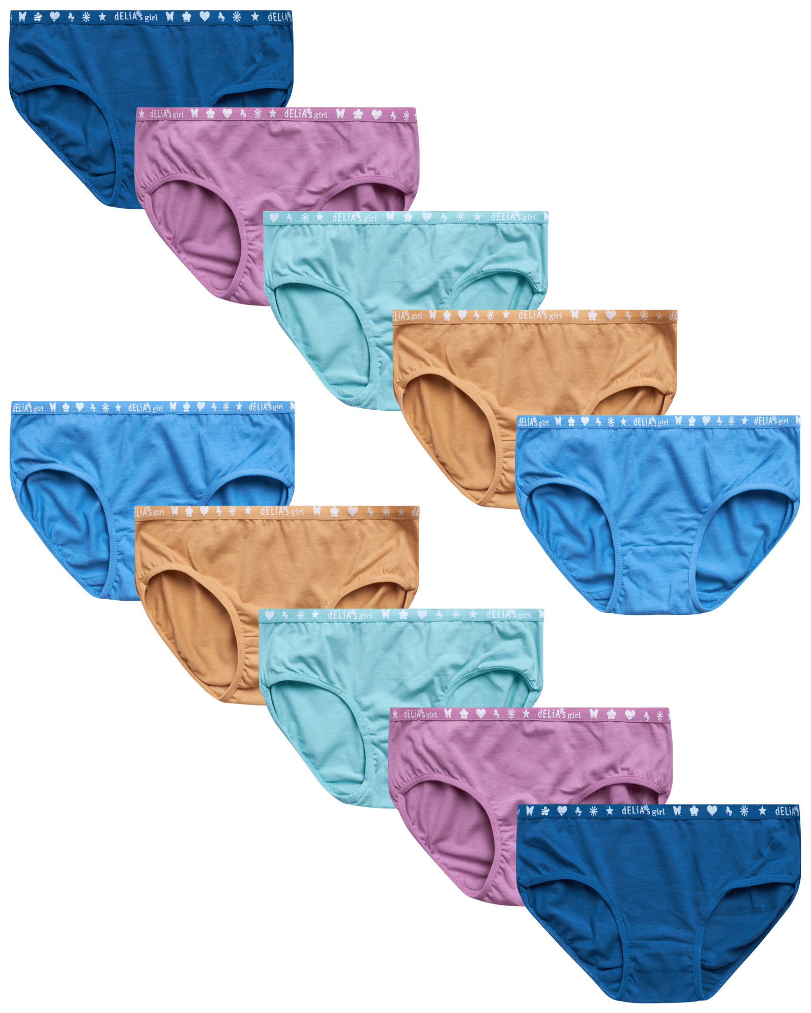 dELiA*s Girls’ Underwear 10 Pack Stretch Cotton Briefs Panties (614