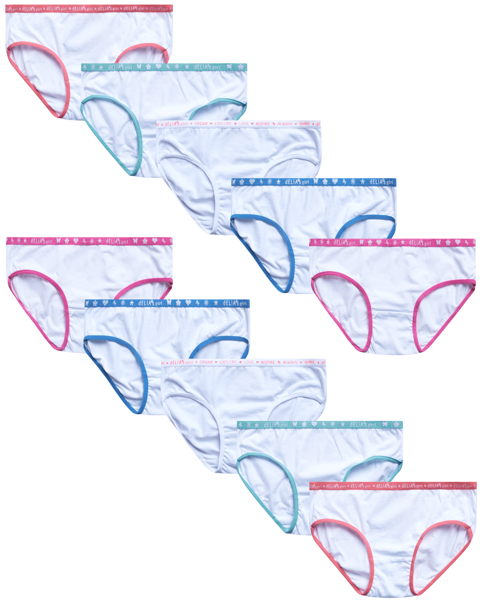 dELiA*s Girls’ Underwear 10 Pack Stretch Cotton Briefs Panties (614
