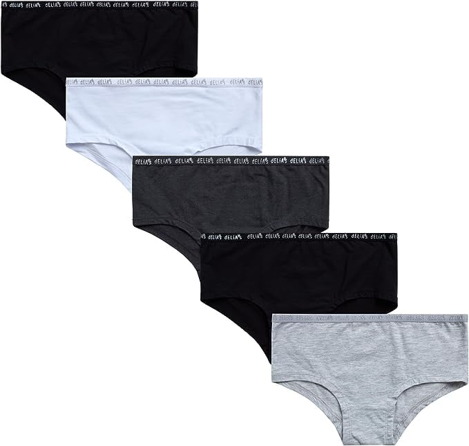 Rene Rofe Girls' Julianna Underwear – 10 Pack Stretch Cotton Hipster Briefs  (Size: 7-16) 