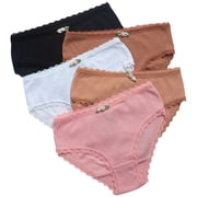 dELiA*s Girls Underwear Panties Cotton Ribbed Panties with Lace-Trimmed Waistband 5 Pack