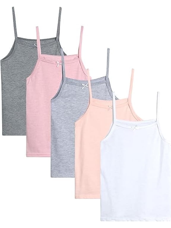 Toddler Girls Undershirt Cotton Soft Breathable Camisole Tank Tops 5 Pack