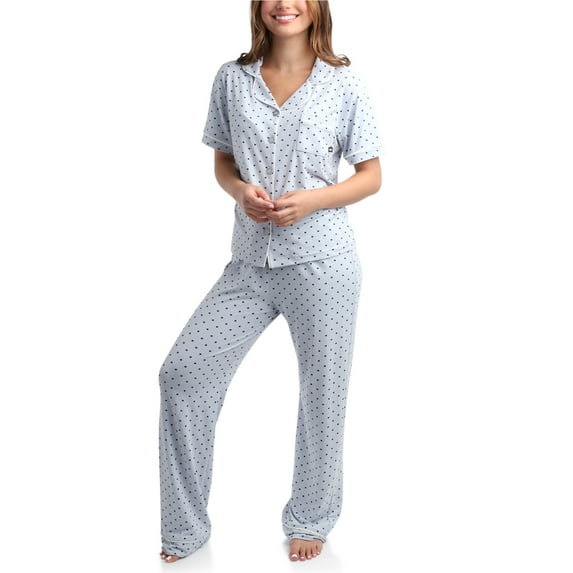 dELiA*s Women's Pajamas - 2 Piece Super Soft Button Down Sleep Shirt and Wide Leg Pajama Pants (S-3X)
