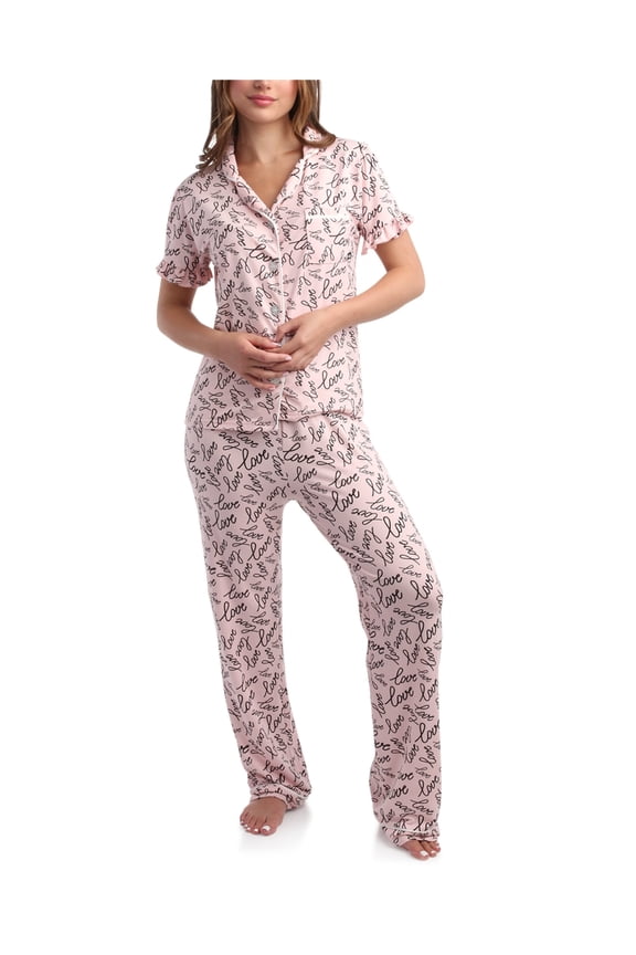 Women's Pajamas - 2 Piece Super Soft Button Down Sleep Shirt and Wide Leg Pajama Pants (S-3X)
