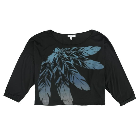 dELiA*s Womens Cropped Graphic T-Shirt, Black, Medium