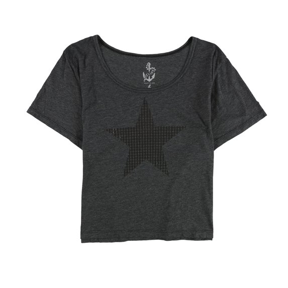 dELiA*s Womens Faux Sequin Star Graphic T-Shirt, Black, Juniors, X-Large