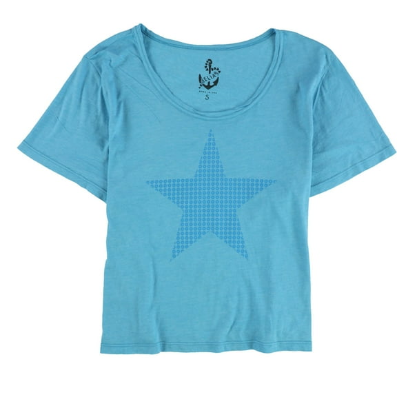 dELiA*s Womens Faux Sequin Star Graphic T-Shirt, Blue, Juniors, Small