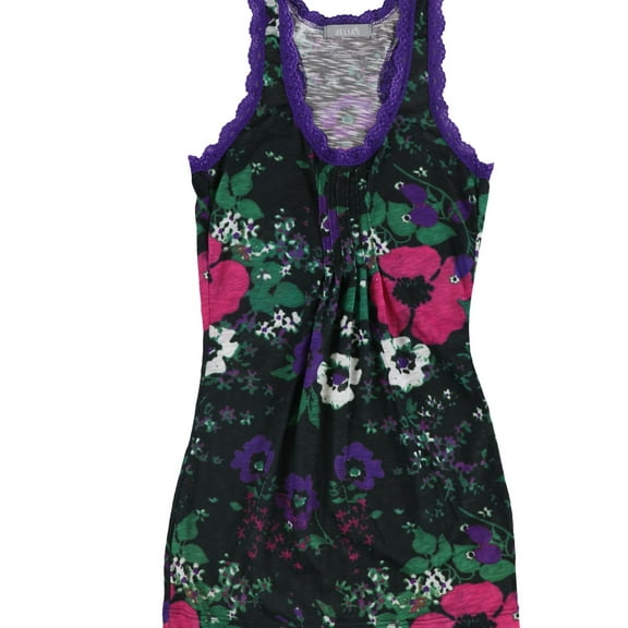 dELiA*s Womens Floral Print Racerback Tank Top, Black, Juniors, Small