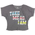 thumbnail image 1 of dELiA*s Womens Take Me As I Am Graphic T-Shirt, Grey, Juniors, Medium, 1 of 2