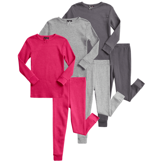 dELiAs Baby Girls' Thermal Underwear 6 Piece Waffle Knit Top and Long