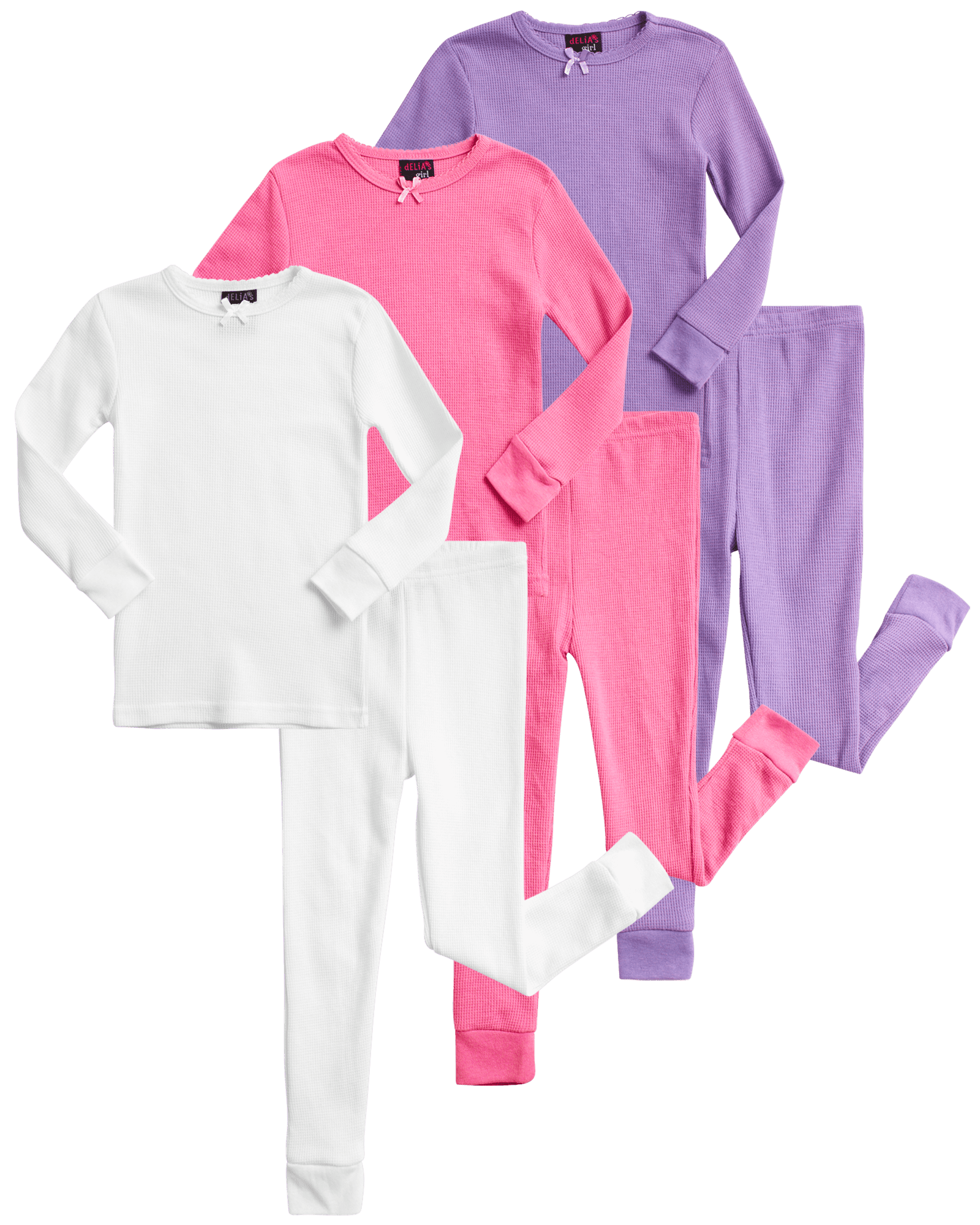 dELiAs Baby Girls' Thermal Underwear 6 Piece Waffle Knit Top and Long