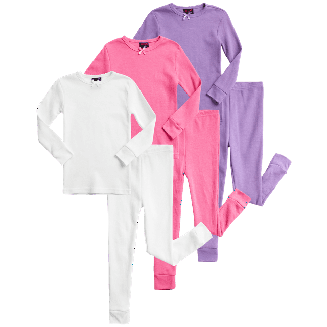 dELiAs Baby Girls' Thermal Underwear 6 Piece Waffle Knit Top and Long