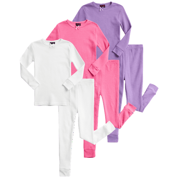 dELiAs Baby Girls' Thermal Underwear - 6 Piece Waffle Knit Top and Long Johns (12M-4T)