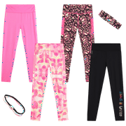 DELIA*S Girls Athletic Leggings - 4 Pack Activewear Leggings with Headband (Sizes: 7-16)