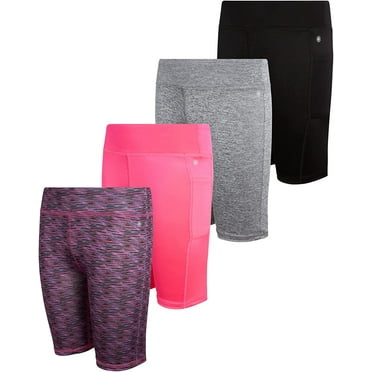 dELiA*s Girls' Active Bike Shorts - 4 Pack Biker Shorts for Girls with Side Pocket (Sizes: 7-16)