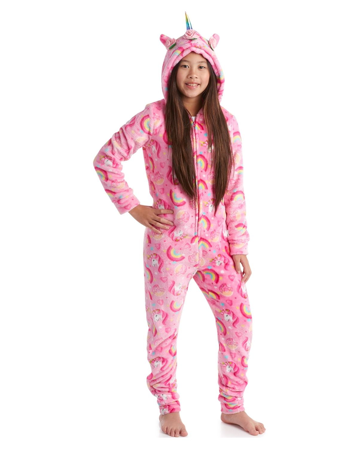 dELiAs Girls’ Pajamas Plush Fleece Sleepwear Onesie with 3D Critter