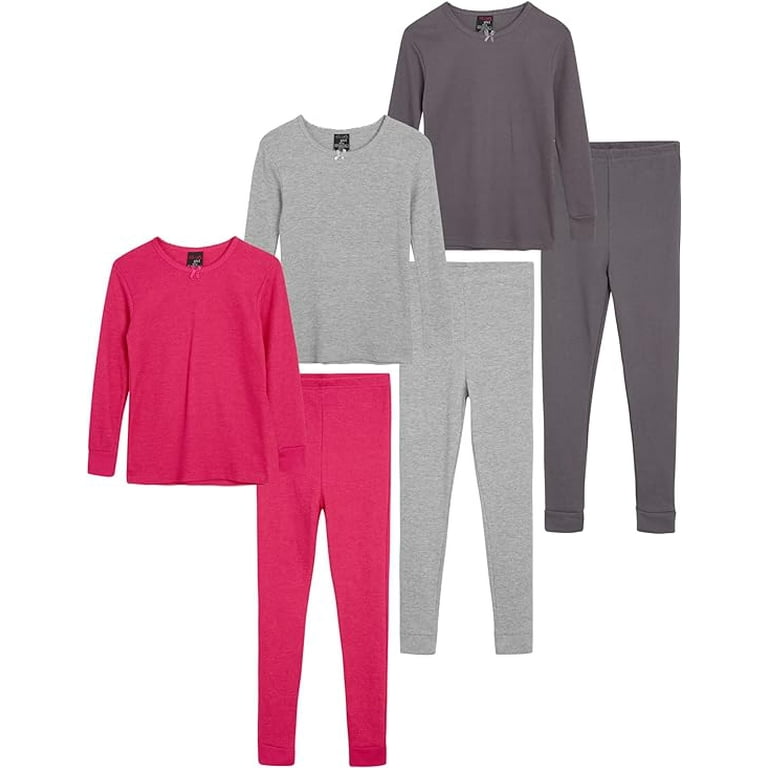 dELiAs Girls' Thermal Underwear - 6 Piece Waffle Knit Top and Long Johns  (2T-16)