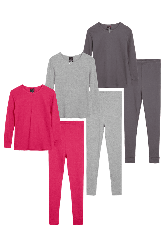dELiAs Girls' Thermal Underwear - 6 Piece Waffle Knit Top and Long Johns (2T-16)