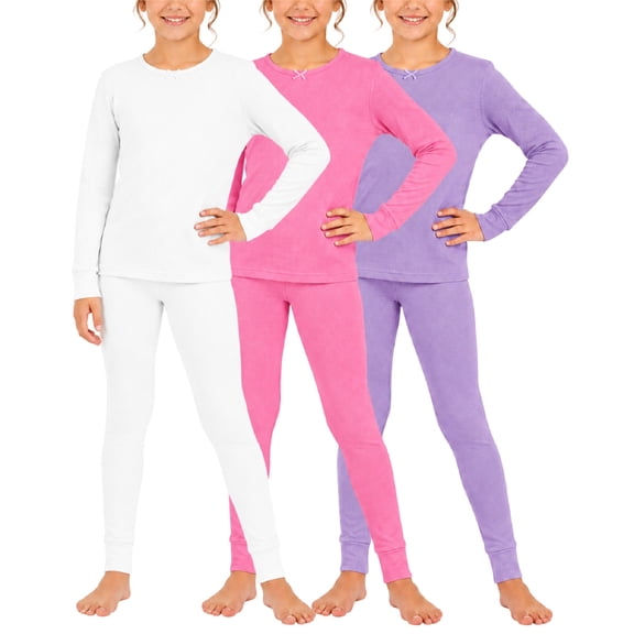 dELiA*s Girls Thermal Underwear Set Waffle Knit Shirt and Long Johns (2T-16), Lavender/White/Medium Pink