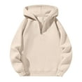 thumbnail image 1 of dGslk Casual Pullover Hoodie Sweatshirt for Men and Women Unisex Half Zip Long Sleeve Loose Fit Comfortable Top Beige L, 1 of 2