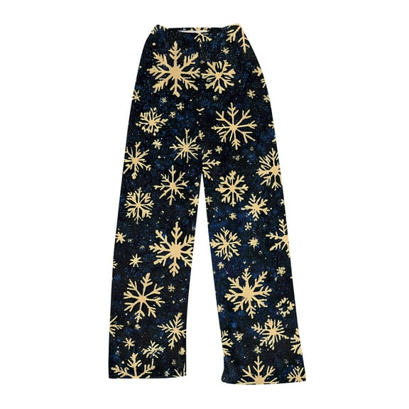 dGslk Christmas Tree Print Wide Leg Pajama Pants for Women Soft High Waist Lounge Sleepwear Relaxed Fit Holiday Trousers Navy B L