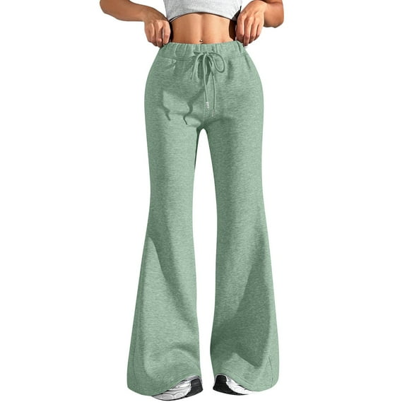 dGslk High Waist Flare Leg Yoga Pants for Women Wide Leg Stretchy Lounge Trousers with Drawstring Waistband Comfortable Fit Mint Green 3XL